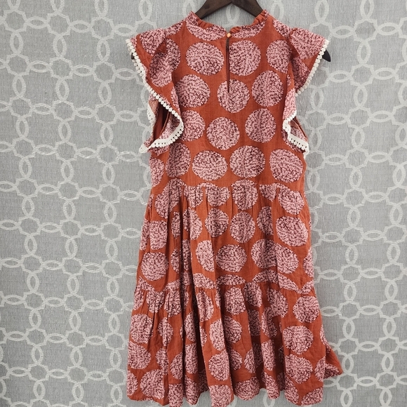 Anthropologie THML Women's M Tunic Dress Ruffle Sleeveless Pattern Crew neck - Picture 2 of 9